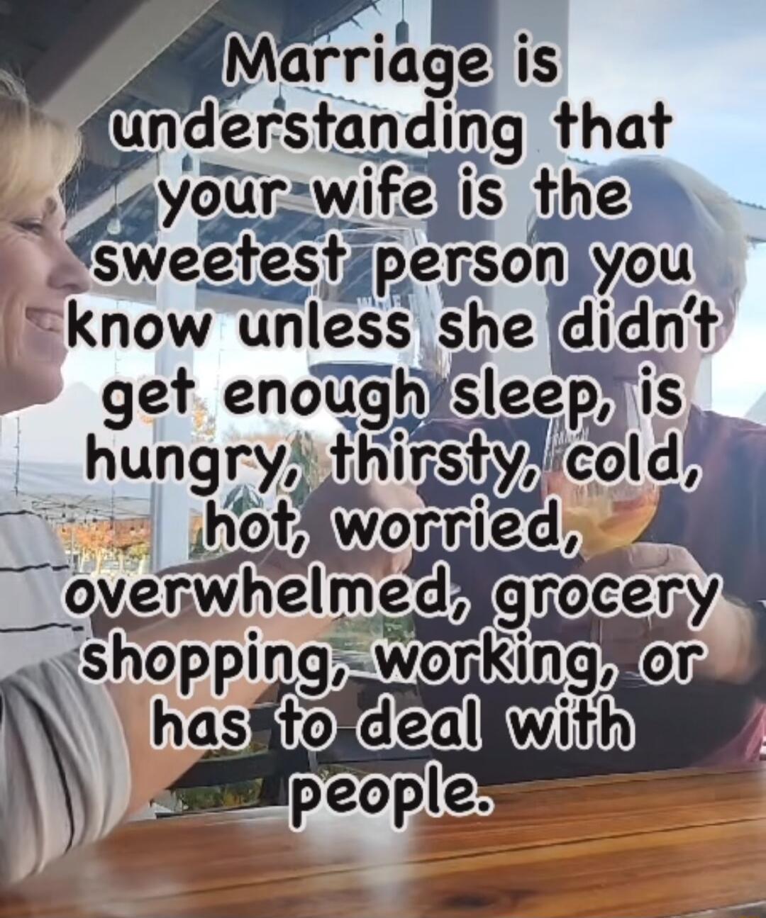 Marrig e is sweefesfpeon youl know unless she dldnr get enoUgh sleep hungry fhlrlsry licold hofworrle erwhelmedgrocery shopplngf wo nking has i
