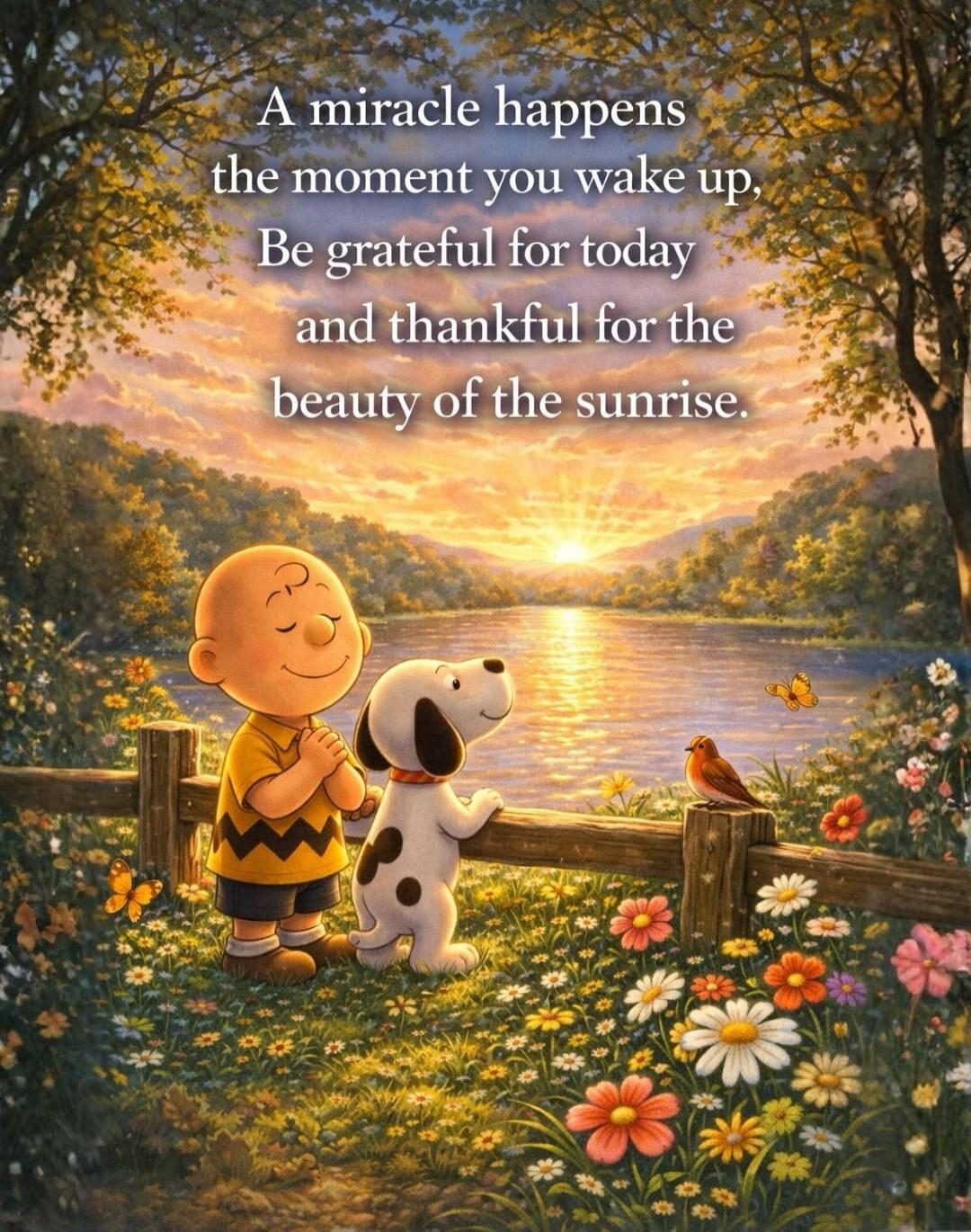 A miracle happens the moment you wake up, Be grateful for today and thankful for the beauty of the sunrise.