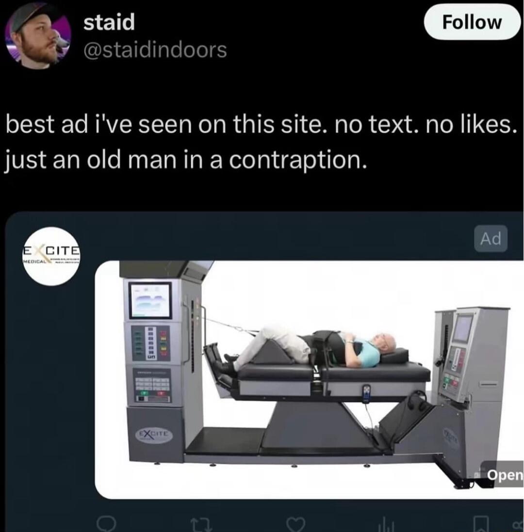 best ad ive seen on this site no text no likes just an old man in a contraption