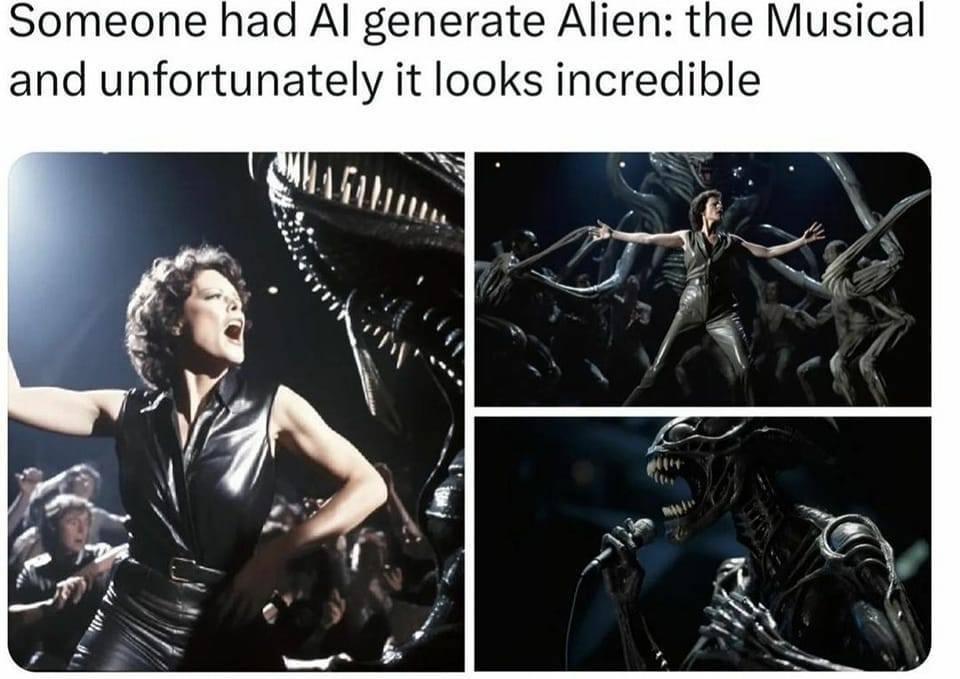 Someone had Al generate Alien the Musical and unfortunately it looks incredible