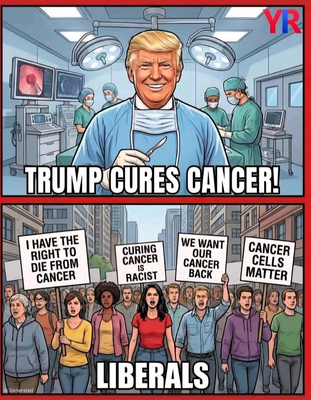 TRUMP CURES CANCER! I HAVE THE RIGHT TO DIE FROM CANCER CURING CANCER IS RACIST WE WANT OUR CANCER BACK CANCER CELLS MATTER LIBERALS