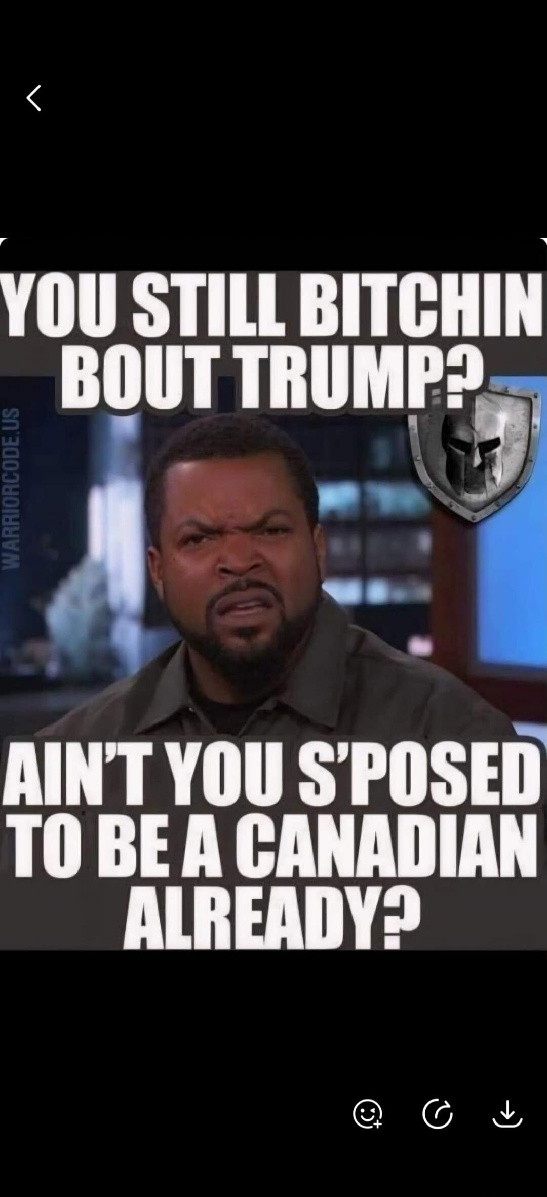 YOU STILL BITCHIN BOUT TRUMP? AIN'T YOU S'POSED TO BE A CANADIAN ALREADY? WARRIORCODE.US
