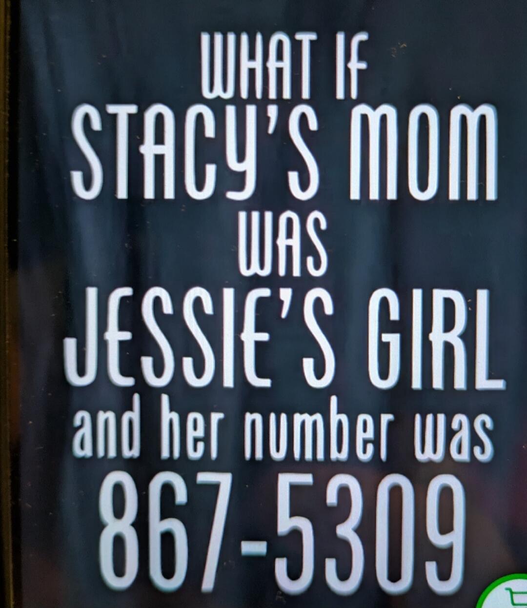 WHAT IF STACY'S MOM WAS JESSIE'S GIRL and her number was 867-5309