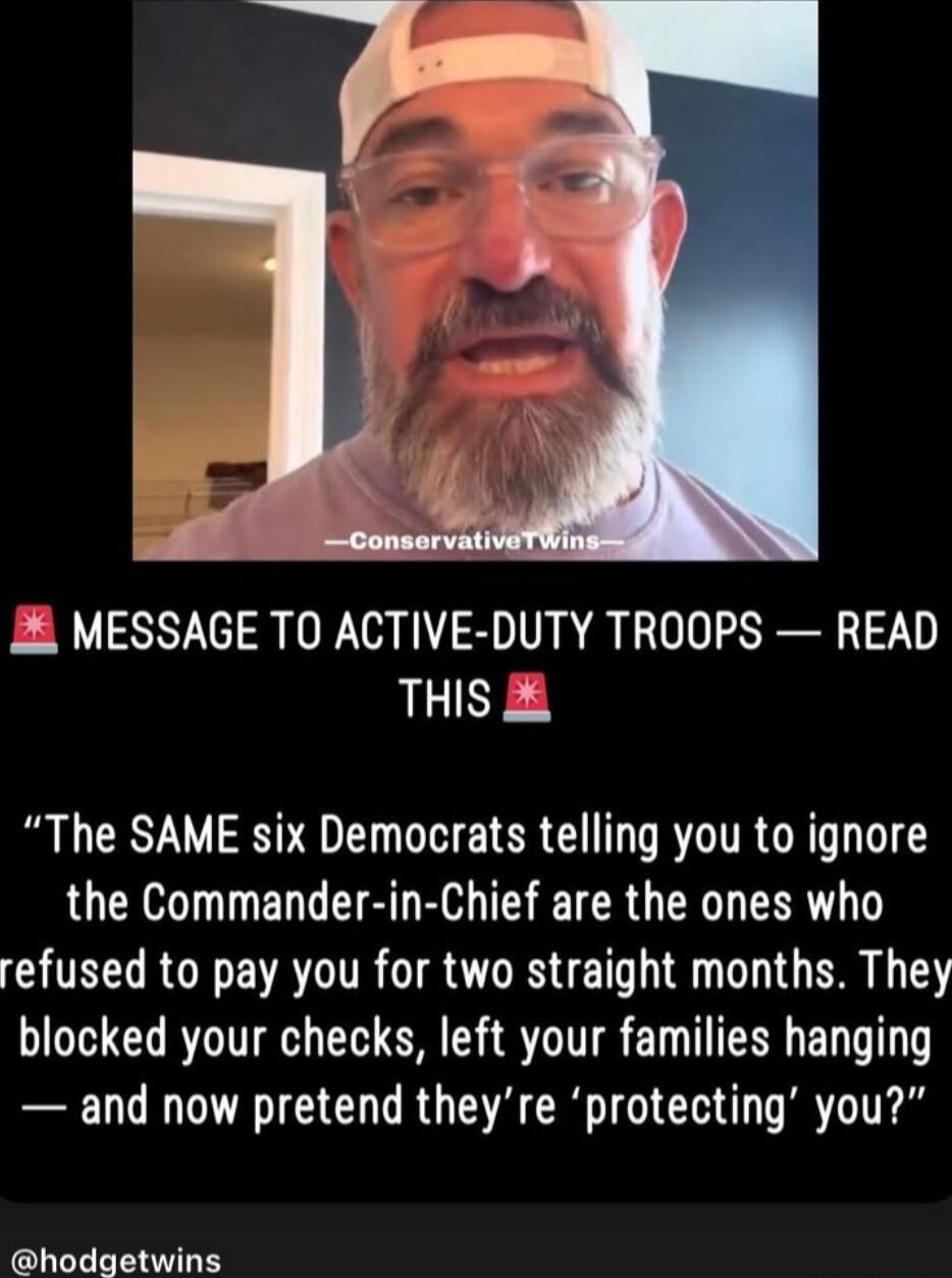 — ConservativeTwins —
💥 MESSAGE TO ACTIVE-DUTY TROOPS — READ THIS 💥

