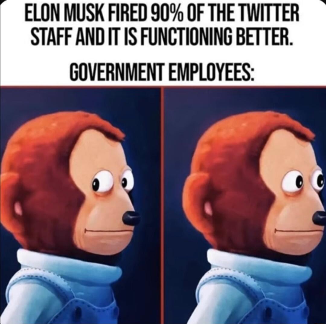 ELON MUSK FIRED 90 OF THE TWITTER STAFF AND IT IS FUNCTIONING BETTER GOVERNMENT EMPLOYEES 2 8 Al