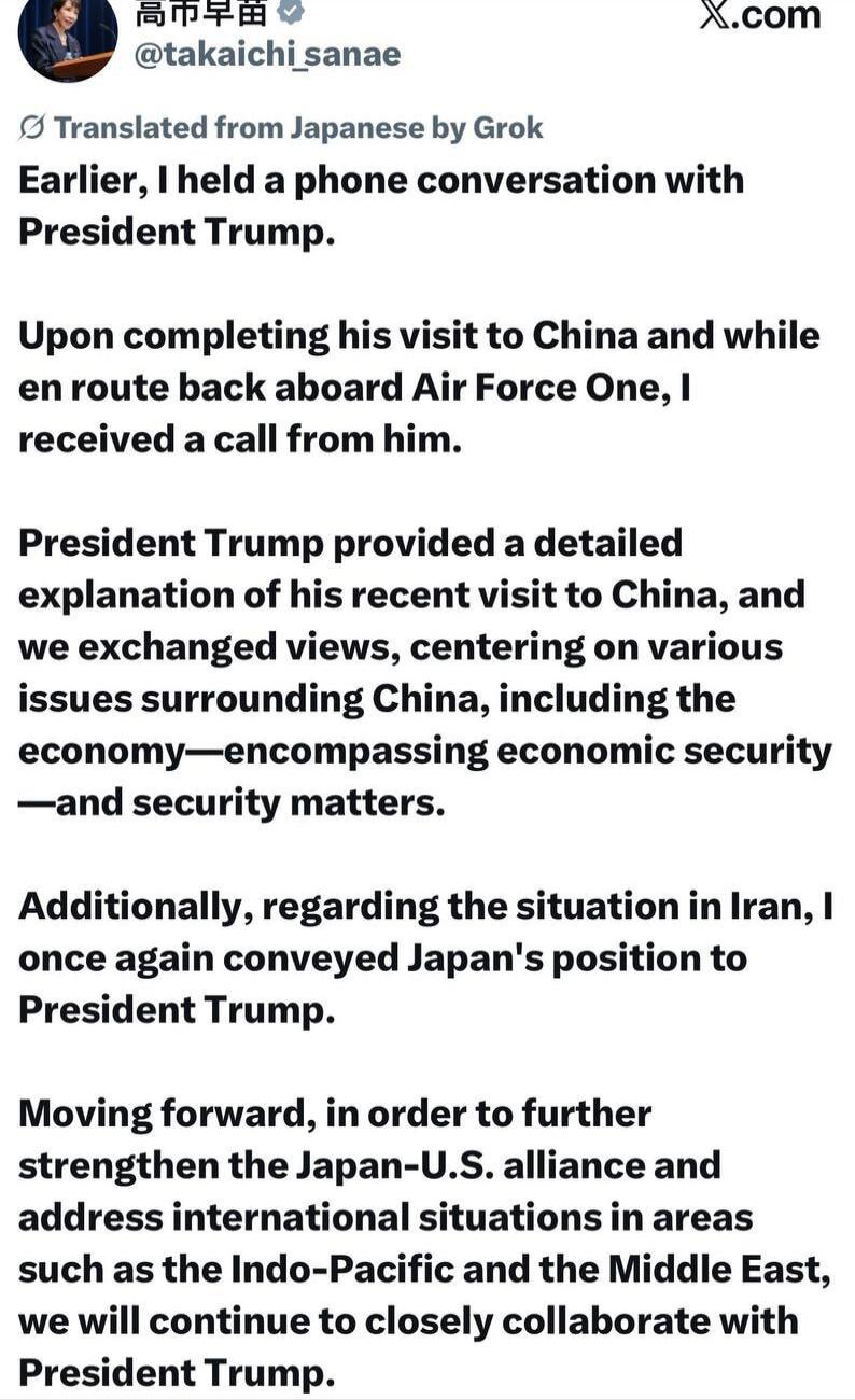 Earlier, I held a phone conversation with President Trump. Upon completing his visit to China and while en route back aboard Air Force One, I received a call from him. President Trump provided a detailed explanation of his recent visit to China, and we exchanged views, centering on various issues surrounding China, including the economy—encompassin