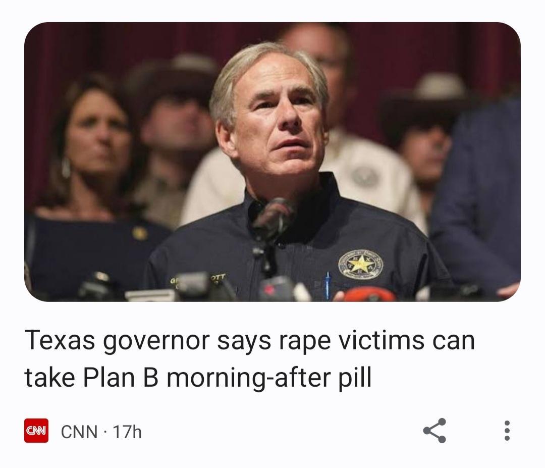 Texas governor says rape victims can take Plan B morning after pill B onnc17h
