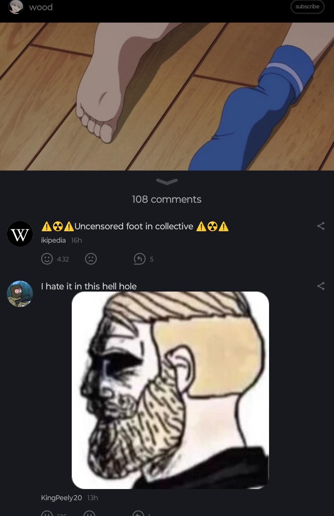 108 comments W gAUnenscved foot in collective AG A Ihate itin this hell hole