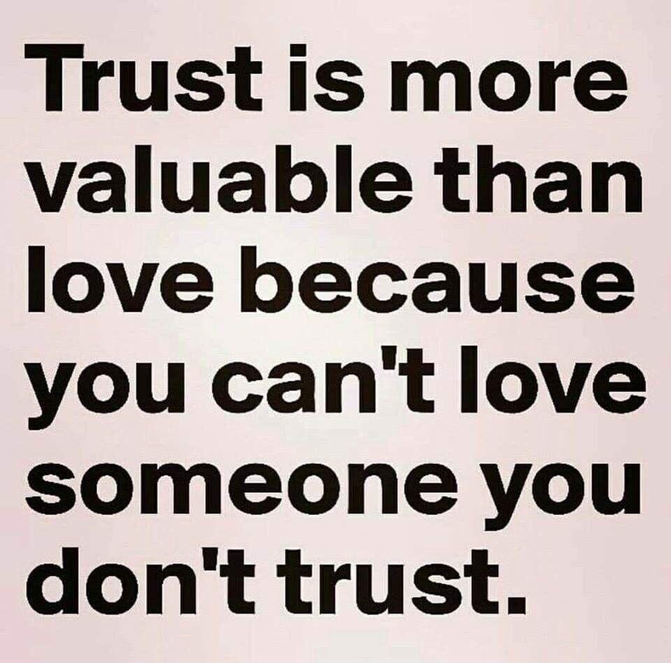 Trust is more valuable than love because you cant love someone you dont trust