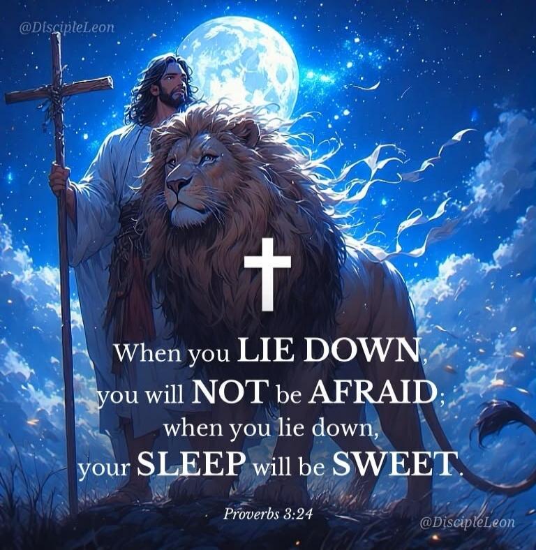 @DiscipleLeon When you LIE DOWN, you will NOT be AFRAID; when you lie down, your SLEEP will be SWEET. Proverbs 3:24 @DiscipleLeon