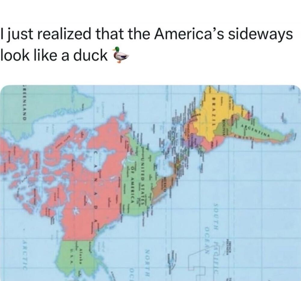 I just realized that the America’s sideways look like a duck 🦆