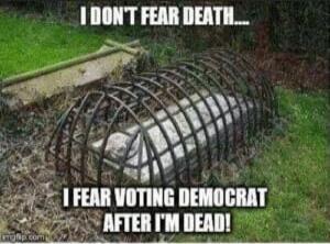 I DON'T FEAR DEATH... I FEAR VOTING DEMOCRAT AFTER I'M DEAD!