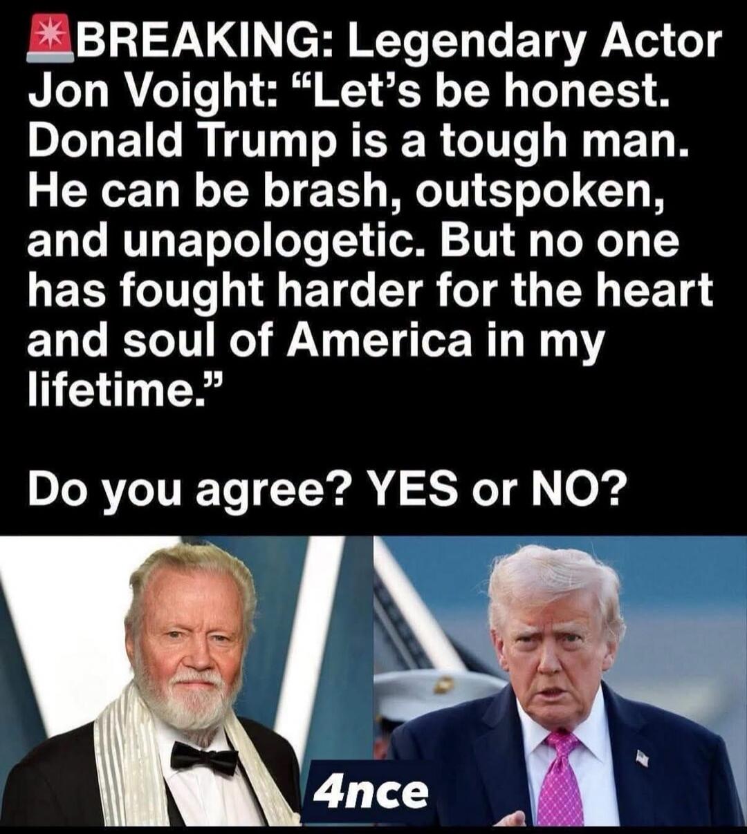 BREAKING: Legendary Actor Jon Voight: 