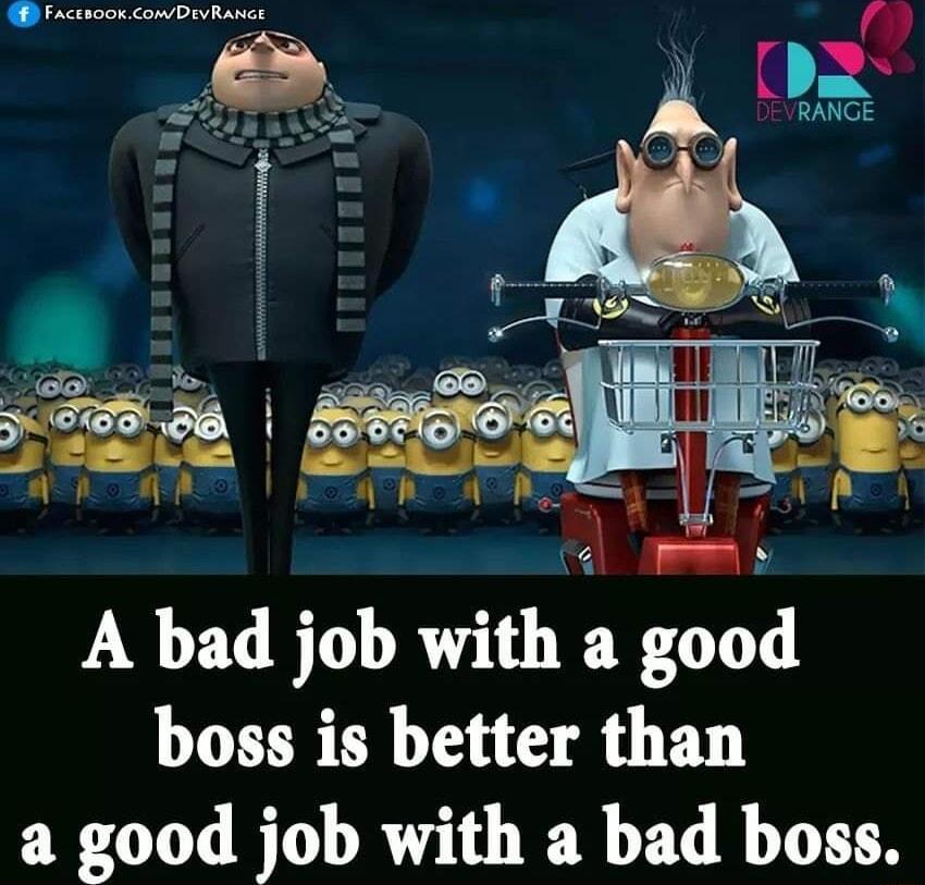 A bad job with a good boss is better than a good job with a bad boss