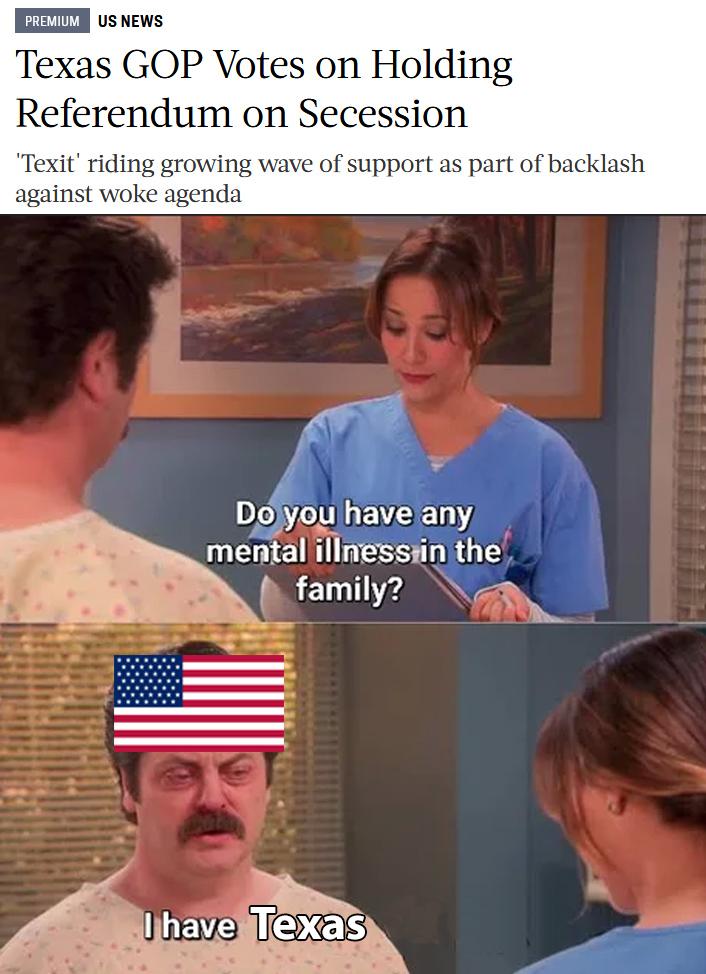 I uswews Texas GOP Votes on Holding Referendum on Secession Texit riding growing wave of support as part of backlash against woke agenda Doyou LEVEETT eSS TG A family P