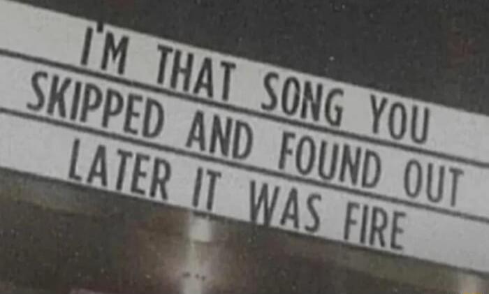 I'M THAT SONG YOU SKIPPED AND FOUND OUT LATER IT WAS FIRE