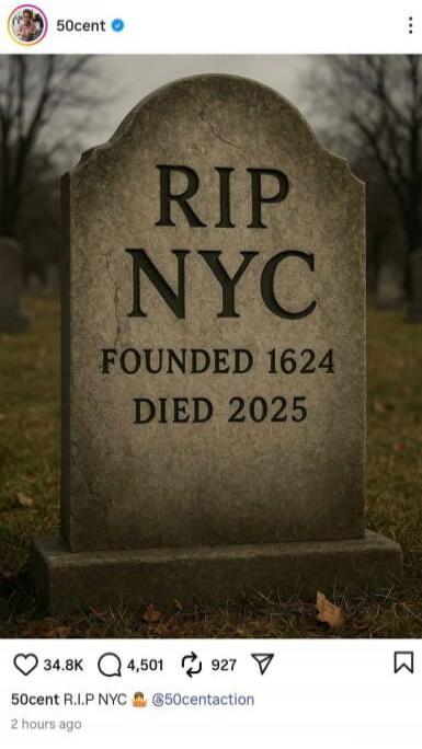 RIP NYC\nFOUNDED 1624\nDIED 2025