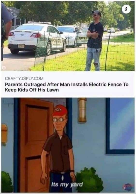 CRAFTYDIPLYCOM Parents Outraged After Man Installs Electric Fence To Keep Kids Off His Lawn ER ST