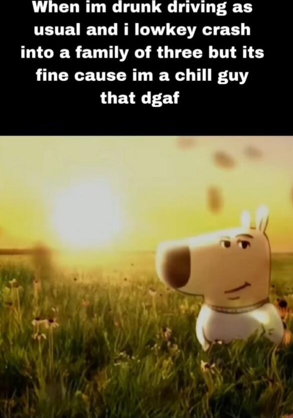 When im drunk driving as UETEVRET L RR LW ER T E T GRS ETL TR R GTETN T fine cause im a chill guy that dgaf