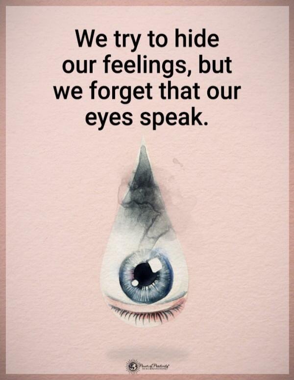 We try to hide our feelings, but we forget that our eyes speak.
