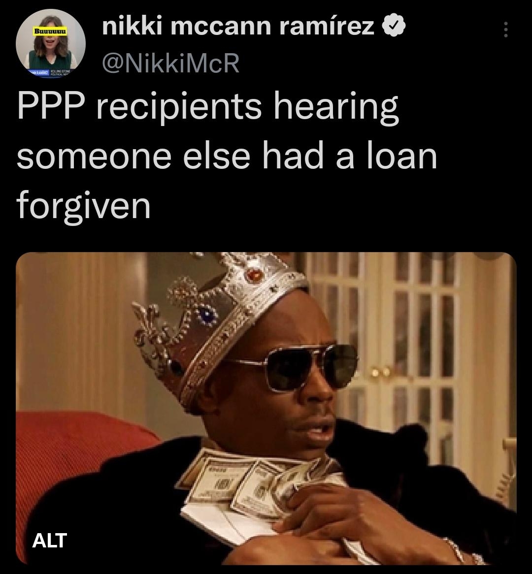 nikki mccann ramirez NikkiMcR PPP recipients hearing someone else had a loan Le1f0N ALT i N 947 am 25 Aug 22 Twitter Web App