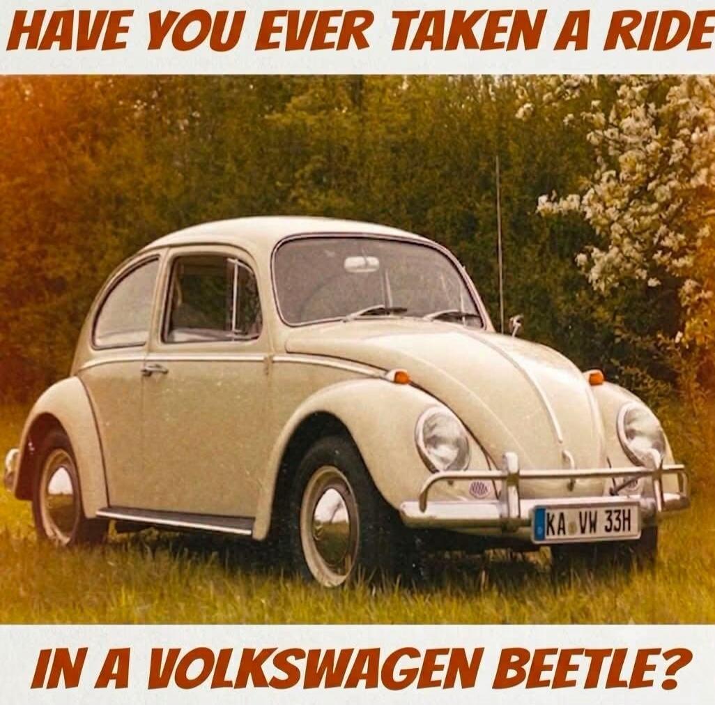 HAVE YOU EVER TAKEN A RIDE IN A VOLKSWAGEN BEETLE?