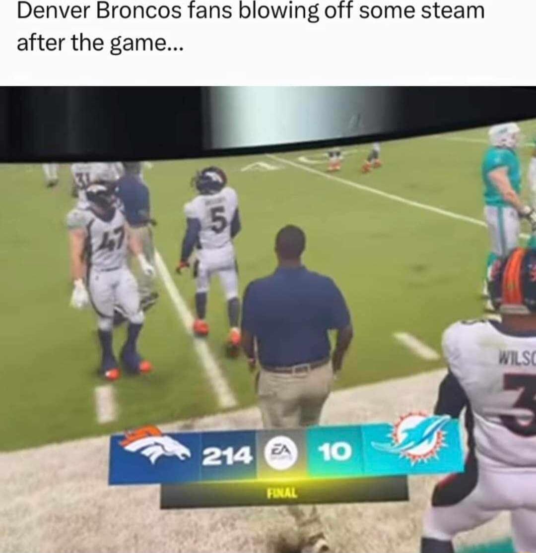 Denver Broncos fans blowing off some steam after the game