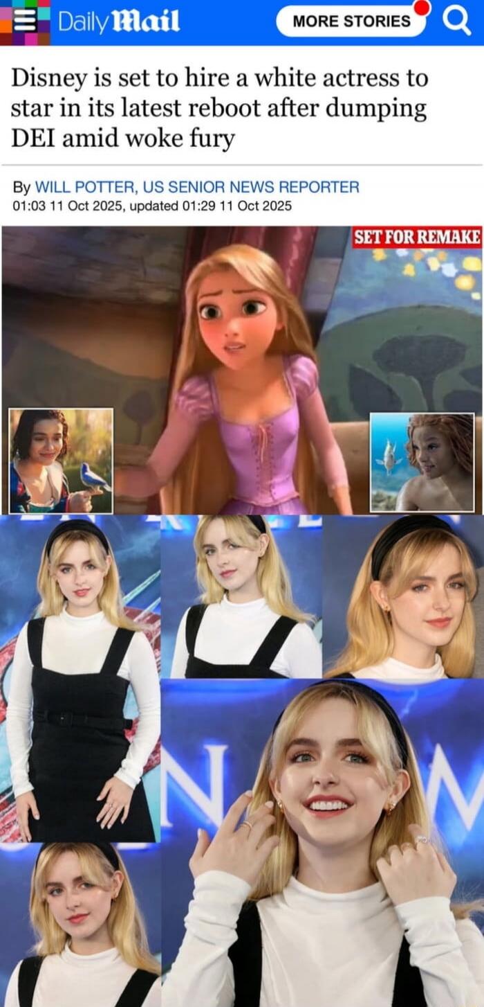 Disney is set to hire a white actress to star in its latest reboot after dumping DEI amid woke fury

By WILL POTTER, US SENIOR NEWS REPORTER
01:03 11 Oct 2025, updated 01:29 11 Oct 2025