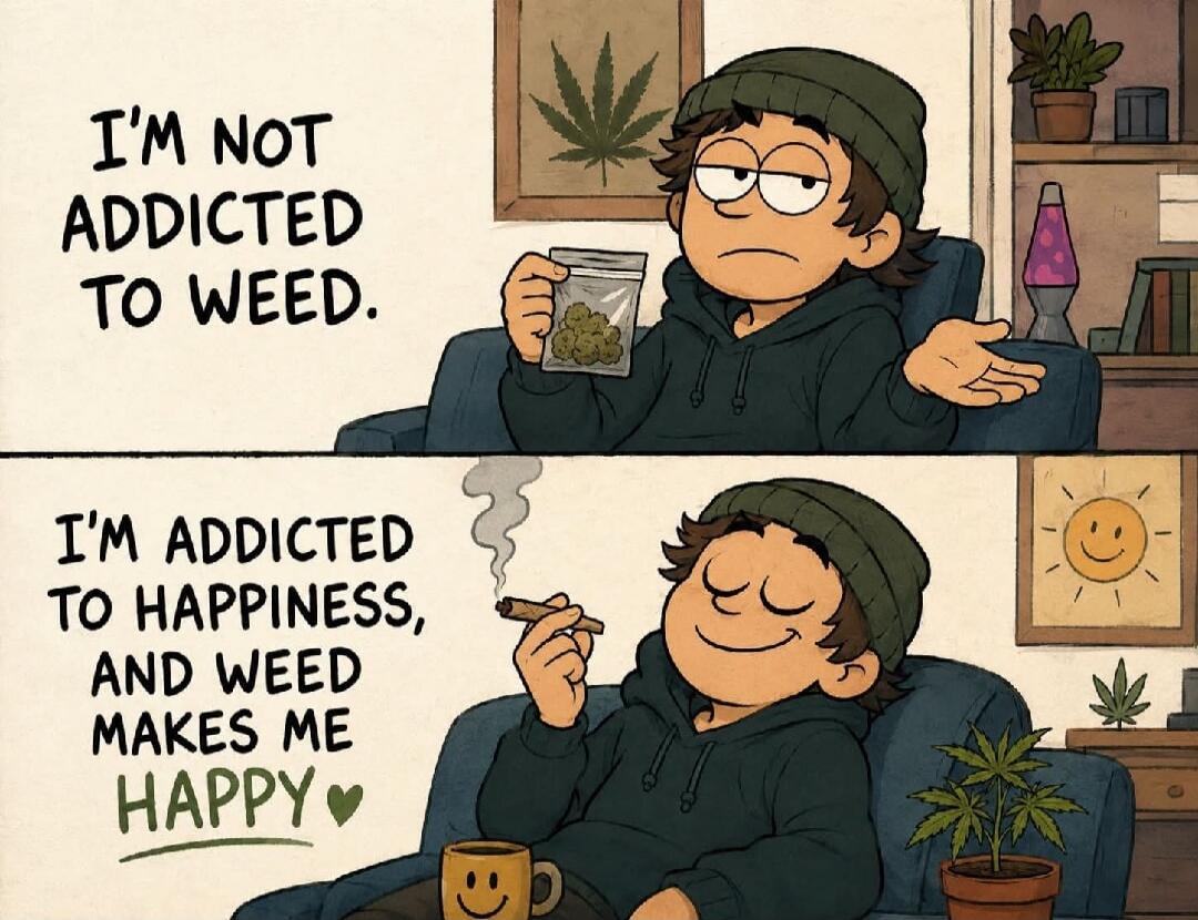 I'M NOT ADDICTED TO WEED. I'M ADDICTED TO HAPPINESS, AND WEED MAKES ME HAPPY❤