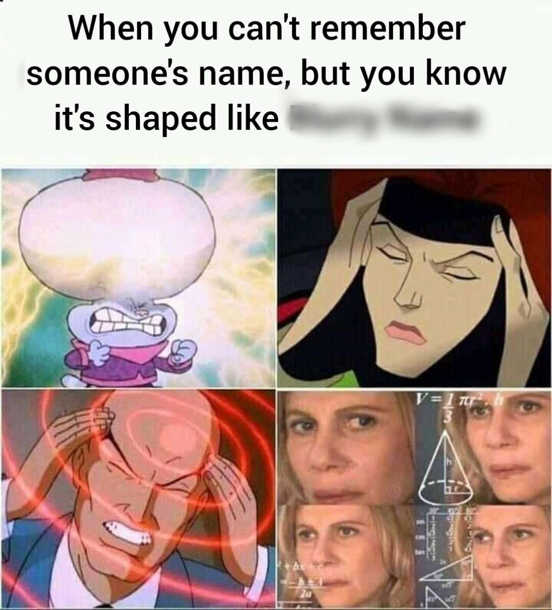 When you cant remember someones name but you know its shaped like
