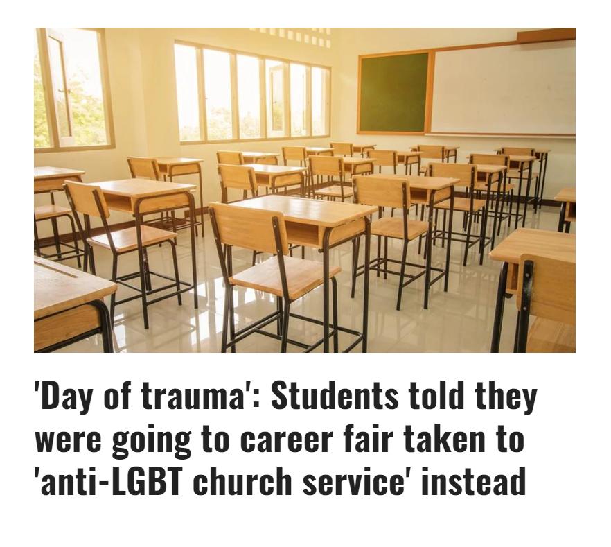 V jr TE Day of trauma Students told they were going to career fair taken to anti LGBT church service instead