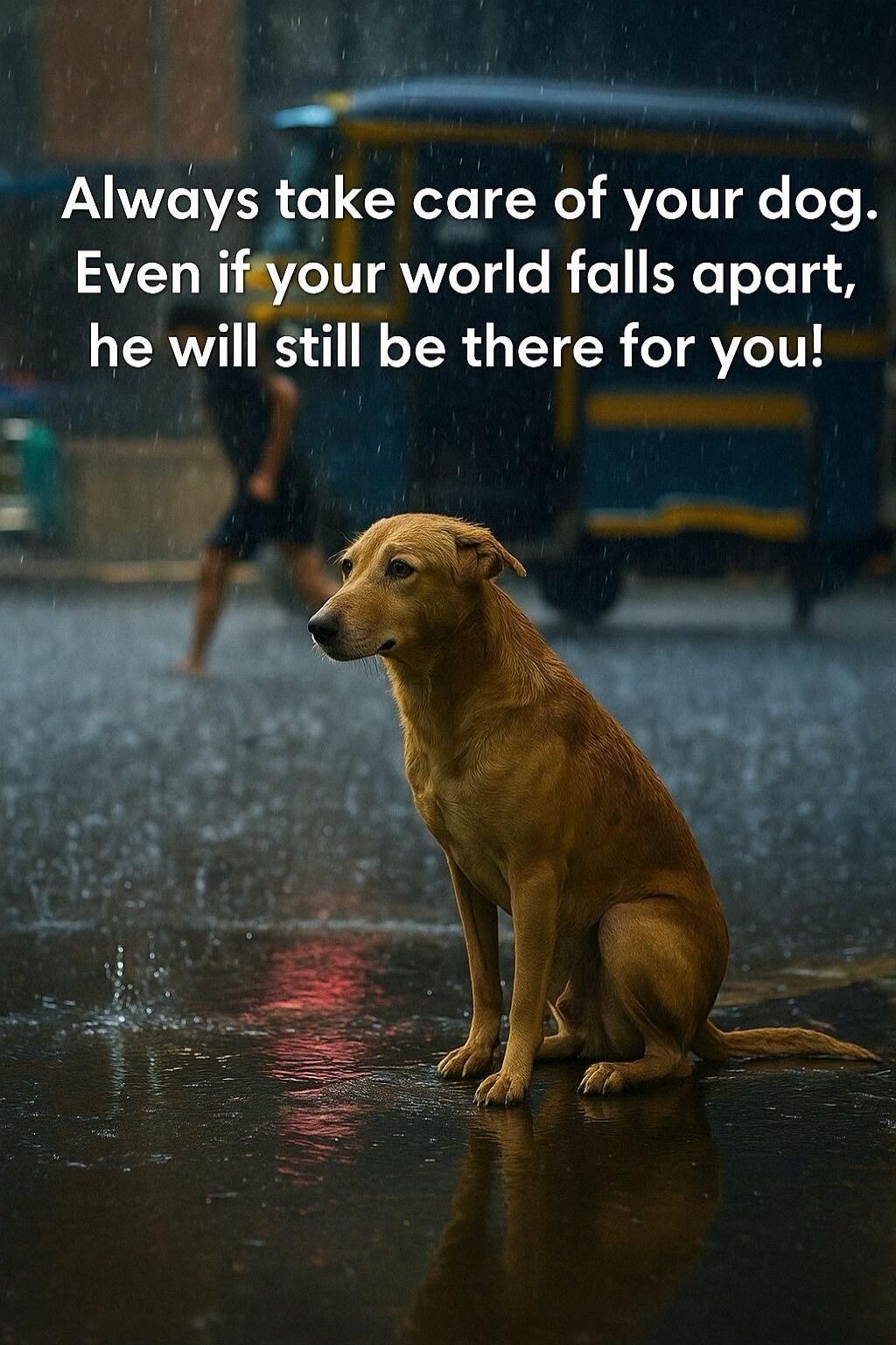 Always take care of your dog. Even if your world falls apart, he will still be there for you!