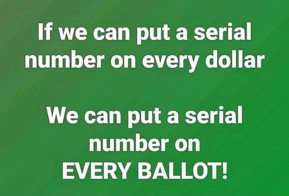 If we can put a serial number on every dollar We can put a serial number on EVERY BALLOT