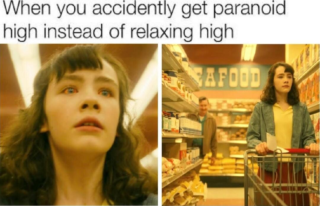 When you accidentally get paranoid high instead of relaxing high