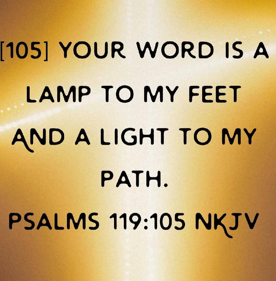 [105] YOUR WORD IS A LAMP TO MY FEET AND A LIGHT TO MY PATH. PSALMS 119:105 NKJV