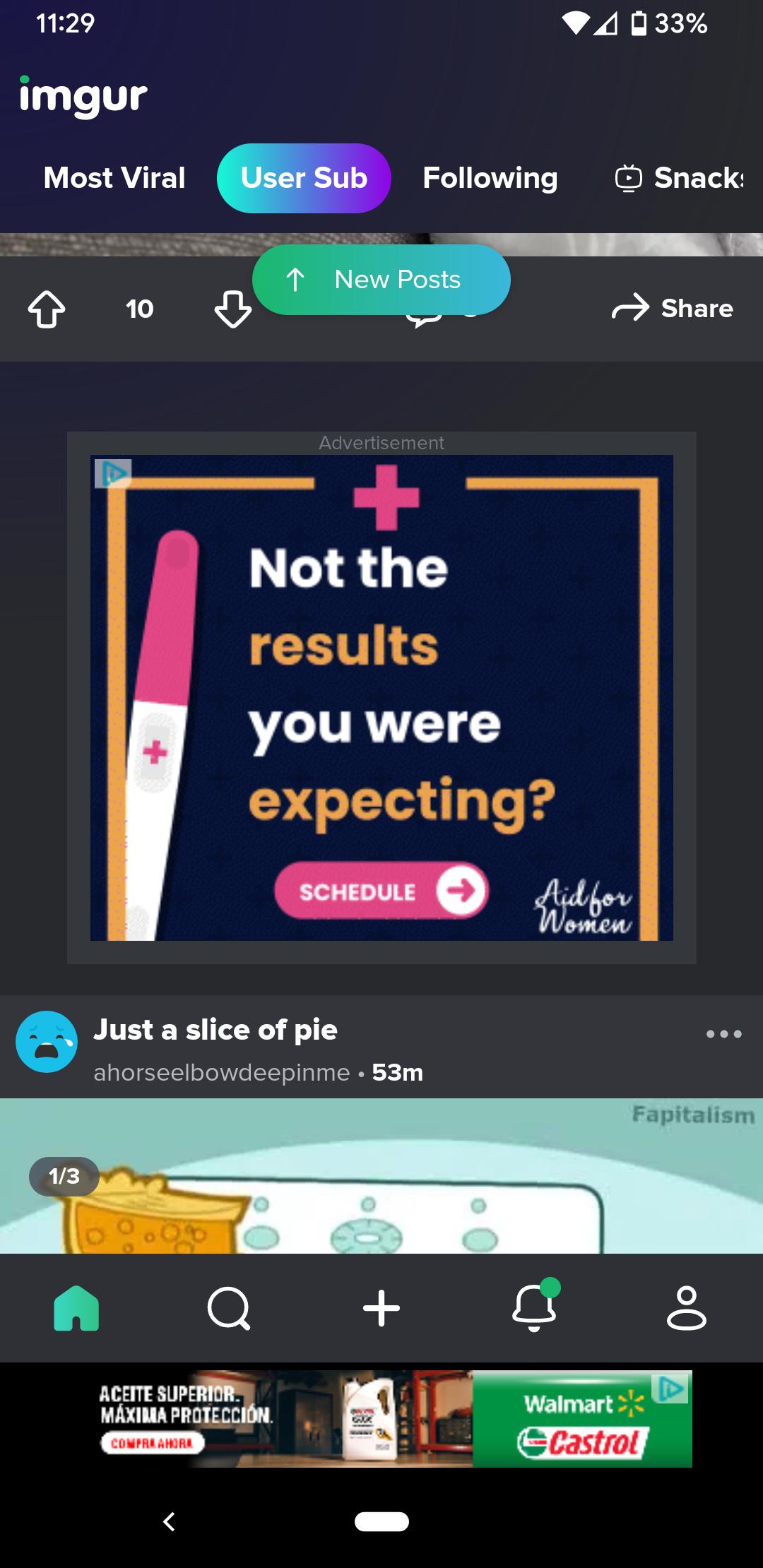 129 4033 imgur Most Viral Following Snack T e L v O Share Not the CRTTE CIRNTET Y expecting GO o Just a slice of pie ahorseelbowdeepinme 53m