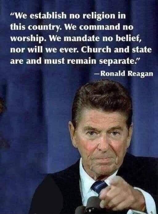 We establish no religion in this country. We command no worship. We mandate no belief, nor will we ever. Church and state are and must remain separate.