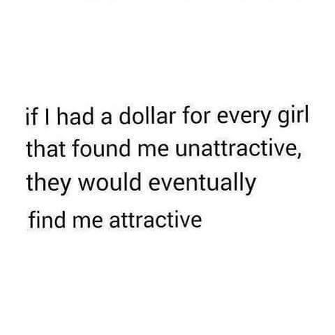 if had a dollar for every girl that found me unattractive they would eventually find me attractive