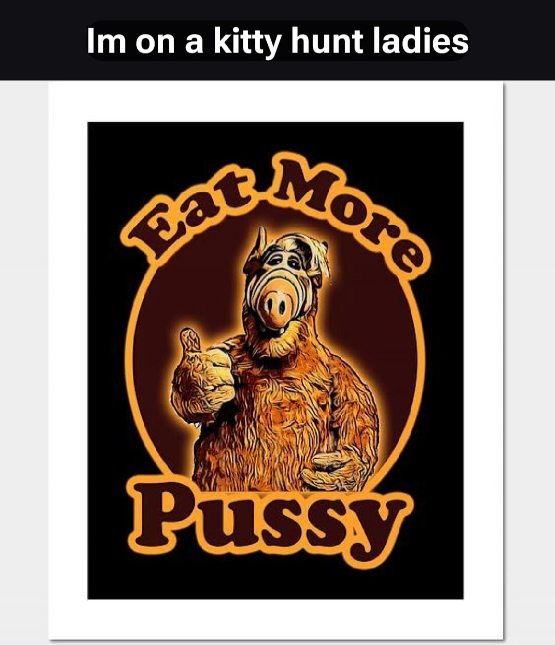 Im on a kitty hunt ladies Eat More Pussy