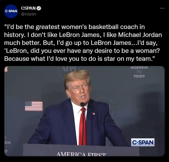 cooan NG Id be the greatest womens basketball coach in history dont like LeBron James like Michael Jordan much better But Id go up to LeBron JamesId say LeBron did you ever have any desire to be a woman Because what Id love you to do is star on my team P P AcenoA 70107 AMERICA TIDCT