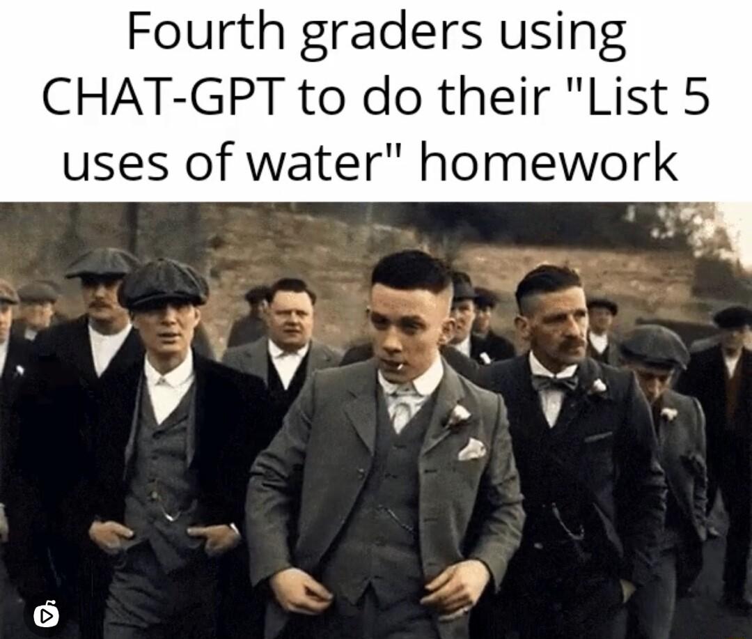 Fourth graders using CHAT GPT to do their List 5 uses of water homework