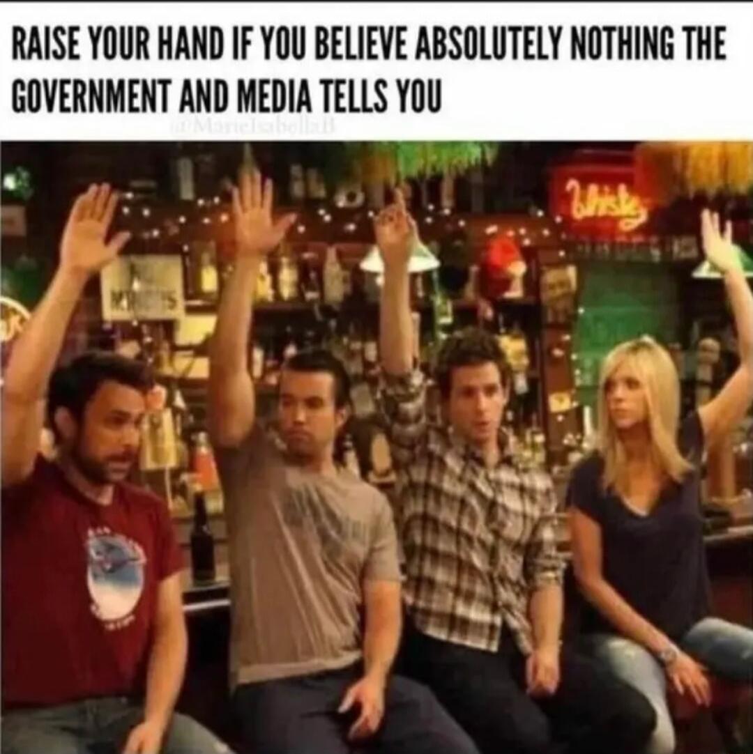 RAISE YOUR HAND IF YOU BELIEVE ABSOLUTELY NOTHING THE GOVERNMENT AND MEDIA TELLS YoU