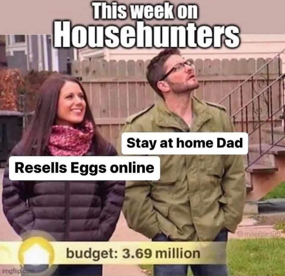 J Stay at home Dad _ Resells Eggs online H WE budget 369 million