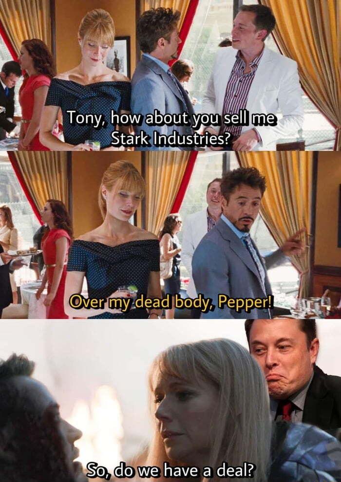 SRS 1 N g i Tony how about yousell 4 e Stark_lndusns 7 it s S D WAUEVE R