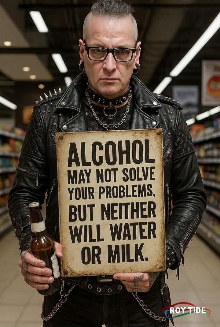 ALCOHOL MAY NOT SOLVE YOUR PROBLEMS, BUT NEITHER WILL WATER OR MILK.