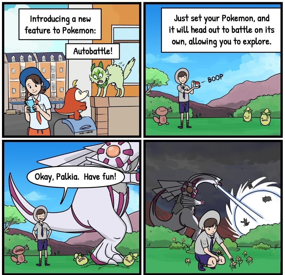 Introducing a new Just set your Pokemon and feature fo Pokemon it il head out to battle on ts aunallowing you to explore DANBY DRAWS COMICS 17