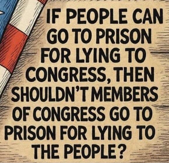 IF PEOPLE CAN GO TO PRISON FOR LYING TO CONGRESS, THEN SHOULDN'T MEMBERS OF CONGRESS GO TO PRISON FOR LYING TO THE PEOPLE?
