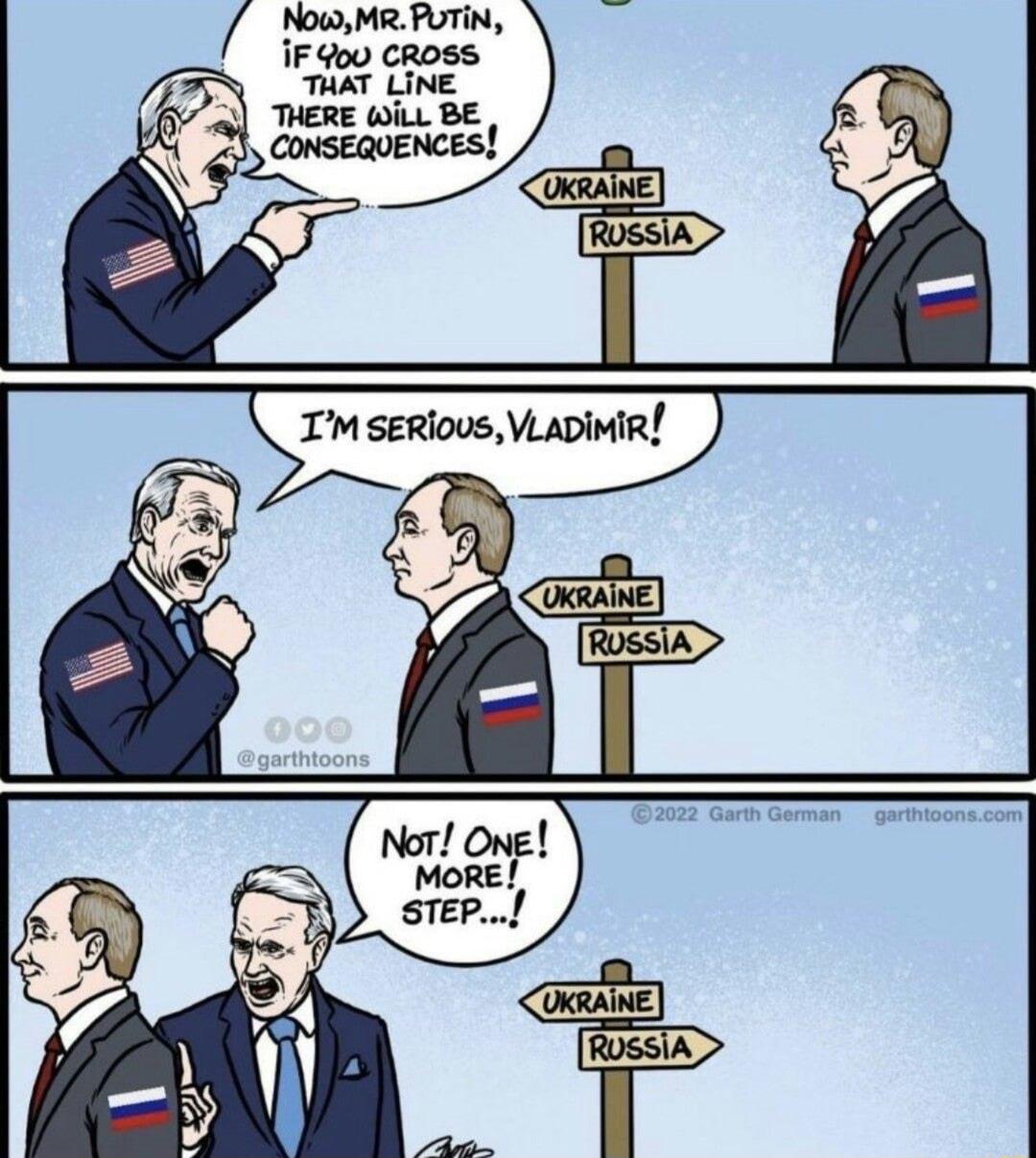 NowMR PUTIN iF Qov CROSS THAT LiNE 2022 Garth German garthtoonscom