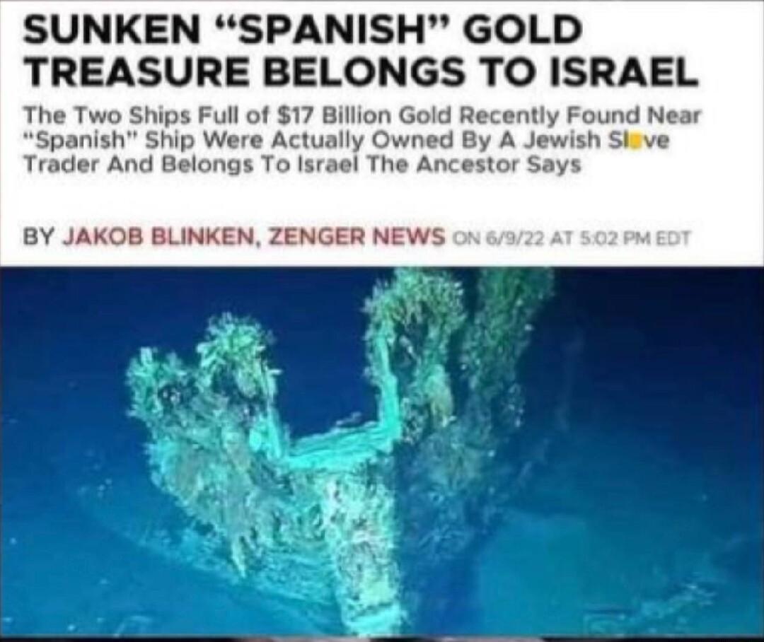 SUNKEN SPANISH GOLD TREASURE BELONGS TO ISRAEL f 1