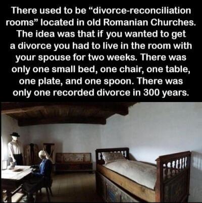 There used to be divorce reconciliation LTSGR CLRD R G RRG T ERTED R T RN AUCHGEERVERR QE O STITRVE LR GF s T 1d EXC WGV E R G VR TR G TR GG T RV DL TV IO ITETR O T AWORVVET T 0 TRV Y only one small bed one chair one table CLEEEICREL G R R M ETERVE R only one recorded divorce in 300 years